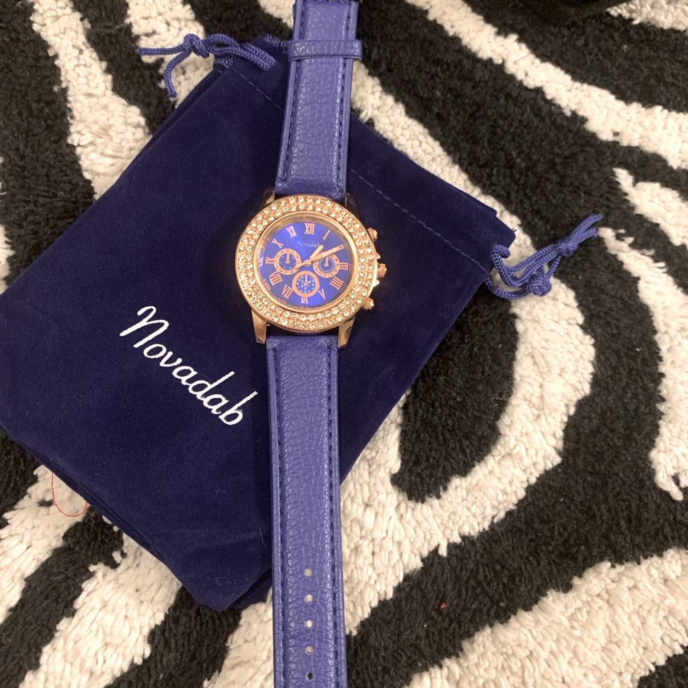 NWT Novadab rhinestone watch           Cobalt Blue